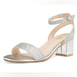 Dream Pairs Women Ankle Strap Open Toe Low Block Heel Sparkle Sandal Wedding 6.5